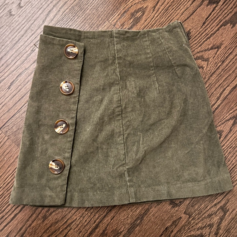 Olive green corduroy mini skirt
